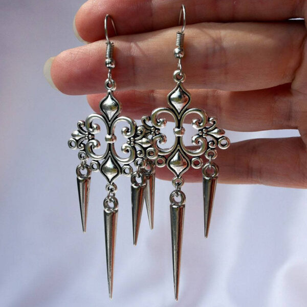 Wholesale Gothic Vintage Pointed Tapered Studded Earrings, Hip Hop Rock Punk Style