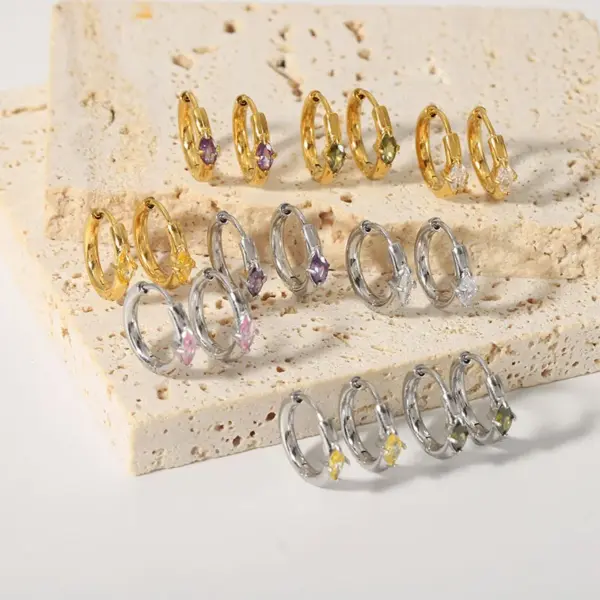 Wholesale PVD Coated Real Gold Plated 18K Gold Oval 304 Stainless Steel IG Style Simple Style Waterproof Non Tarnish Earrings