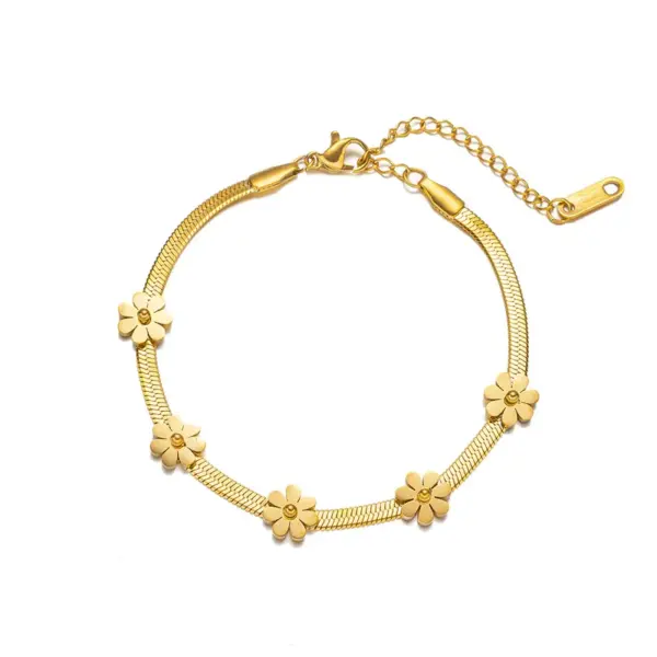 Wholesale Simple Style Flower Titanium Steel Plating Bracelets Necklace