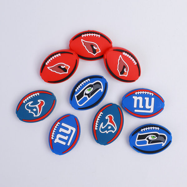 Wholesale Rugby Team Badge Silicone Beads Focal Beads