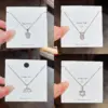 Fashion Heart Shape Bow Knot Fish Tail Titanium Steel Plating Inlay Zircon Pendant Necklace 1 Piece