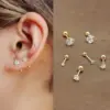 304 Stainless Steel Round PVD Coated Zircon 18K Gold Plated Simple Style Inlay Ear Studs