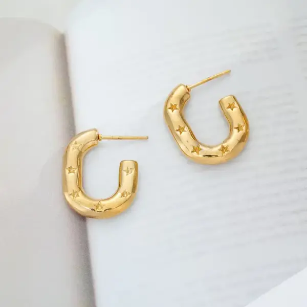 Wholesale 1 Pair Classic Style U Shape Geometric Quadrilateral 304 Stainless Steel Imitation Gold Electroplating Earrings Ear Studs