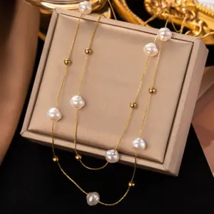 Jyh1073 Necklace Gold Eight round Pearls
