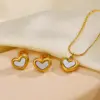 PVD Coated 18K Gold Plated Heart Shape 304 Stainless Steel Titanium Sweet Waterproof Non Tarnish Bracelets Earrings Necklace