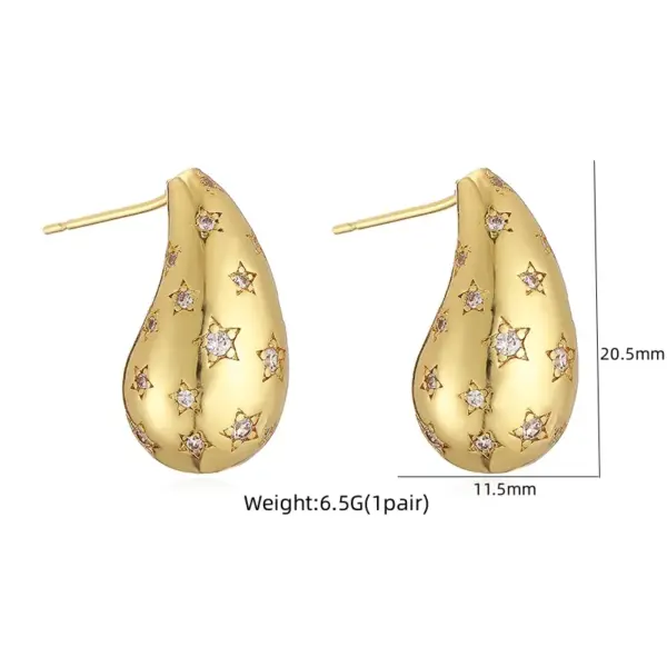Wholesale 1 Pair Ig Style Casual Simple Style Water Droplets Plating Inlay Copper Zircon 18k Gold Plated Ear Studs
