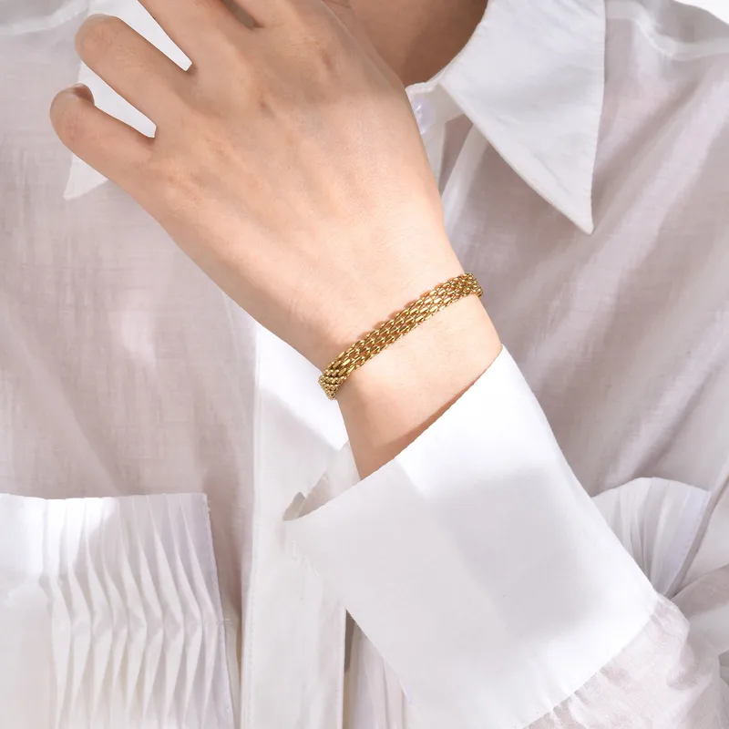Wholesale 304 Stainless Steel Grid Ion Plating (IP) KC Golden Plated White K Plated Vintage Style Waterproof Non Tarnish Surgical Steel Plating Gold S