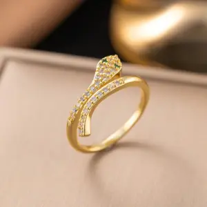 F1125 Copper Material-Simple Snake Ring Gold