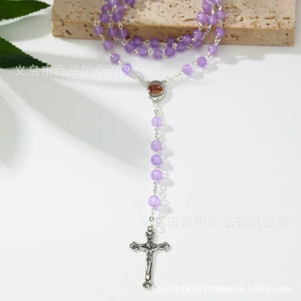 Wholesale 6mm glass bead cross rosary prayer chain