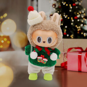 Rx283 christmas set [fur ball white hat + green and white sweater + red and green scarf + white pants + green short boots five-piece set (doll not included)