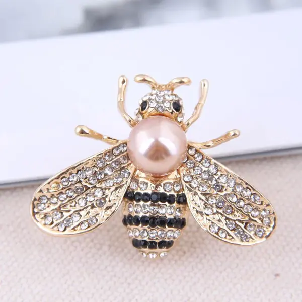 Fashion Bee Alloy Inlay Artificial Pearls Rhinestones Women's Brooches