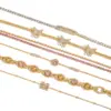 304 Stainless Steel M-Shaped Round Butterfly PVD Coated Real Gold Plated Casual Lady Waterproof Non Tarnish Micro Ser Whisper Thin Chain Bracelets