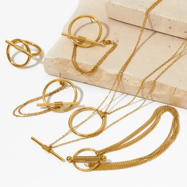 Wholesale PVD Coated Real Gold Plated 16K White Plating Solid Color 304 Stainless Steel Casual Waterproof Non Tarnish Bracelets Earrings Necklace