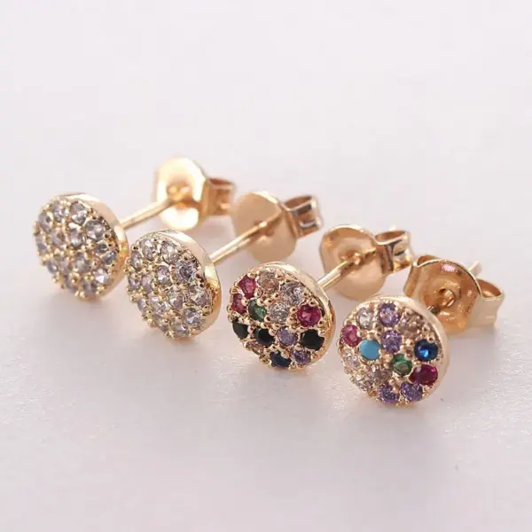 Wholesale 1 Pair Simple Style Round Plating Inlay Copper Zircon Gold Plated Ear Studs