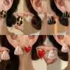 Wholesale Fashionable Irregular Heart Triangle Colorful Drip Oil Non-fading 304 Stainless Steel Earrings Elegant Women's Jewelry Accessories