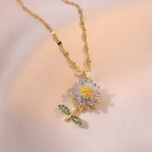 X2397 Rotating Sunflower Necklace [With Pendant]
