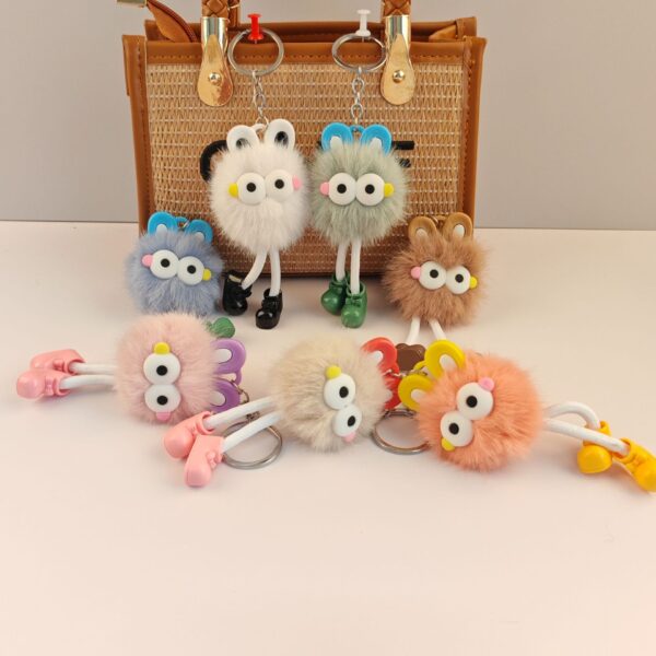 Wholesale Imitation Rex Rabbit Fur Small Briquettes Long-Legged Doll Pendant Rabbit Ears Doll Baby Keychain Pendant Small Fur Ball