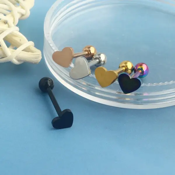 Wholesale 1 Piece Tongue Rings Simple Style Heart Shape Solid Color Horse 304 Stainless Steel Vacuum Plating Tongue Rings