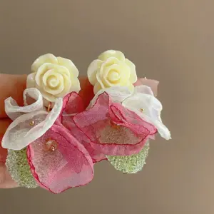 118# Silver Needle-White-Purple-Green-Red Heart