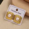 Wholesale Square Resin Imitation Pearl Earrings 304 Stainless Steel Post INS Style Fashion Jewelry Women's Casual Minimalist Earring