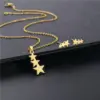 Wholesale 18k Gold-plated Stainless Steel Chain Necklace Five-pointed Star Pendant Necklace Earrings Three-piece Clavicle Chain