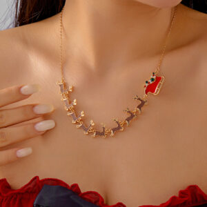 Sled Reindeer Patchwork Necklace