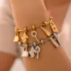 Wholesale 304 Stainless Steel Key Lock PVD Coated 18K Real Gold Plated Real Gold Plated Casual Luxurious Modern Style Waterproof Non Tarnish Bracelets