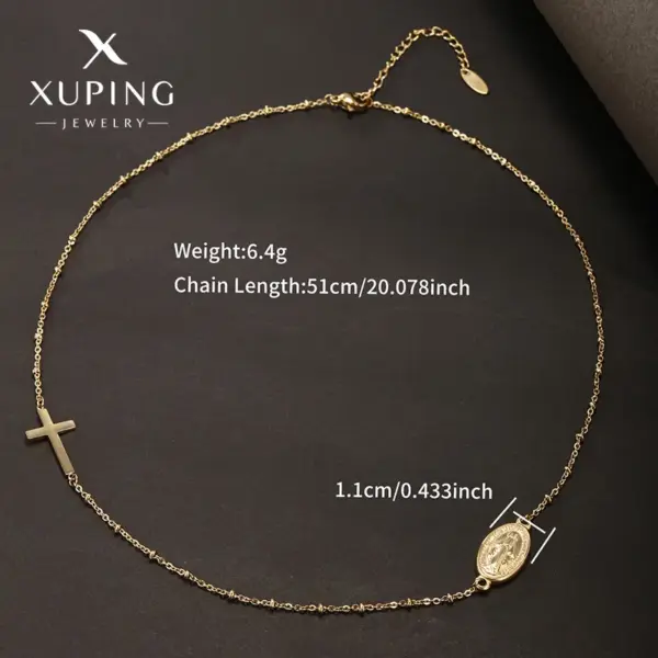 Wholesale 304 Stainless Steel 18K Gold Plated Raw Steel XUPING Simple Style Human Cross Necklace
