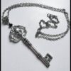 Wholesale, Gothic Antique sier Skull Key Necklace Crystal Necklace