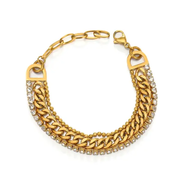Wholesale Fashion Geometric 304 Stainless Steel Rhinestones Stainless Steel Bracelets In Bulk