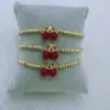 Wholesale Jewelry Cute Sweet Artistic Cherry Copper Zircon 18K Gold Plated Inlay Beaded Chain Bracelets