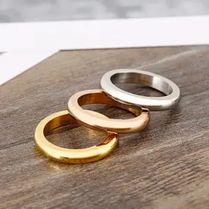 Wholesale PVD Coated 18K Gold Plated Round 304 Stainless Steel Basic Simple Style Classic Style Waterproof Non Tarnish Rings