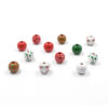 Wholesale 10PCS Christmas Wooden Beads New Year Bell Printed Wooden Beads