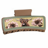 10-5 square PU leather yak chrysanthemum green edge light coffee