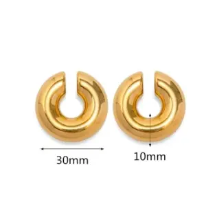 Hollow Large C Ear Clip-Gold / 18K