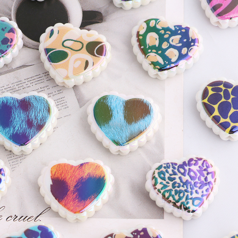 Wholesale DIY Color-Blocked Heart-Shaped Straight-Hole Beaded Phone Chain/Keychain Aessories