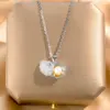 Wholesale Jewelry Elegant Shell 304 Stainless Steel Copper Artificial Pearls Zircon 18K Gold Plated K Gold Plated Plating Inlay Pendant Necklace