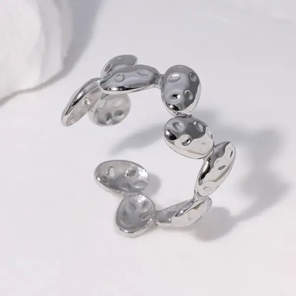 PVD Coated Real Gold Plated 18K Gold Round 304 Stainless Steel Simple Style Waterproof Non Tarnish Open Rings