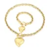 Wholesale 304 Stainless Steel Heart Shape PVD Coated 18K Real Gold Plated Simple Style Waterproof Non Tarnish Plating Bracelets Necklace