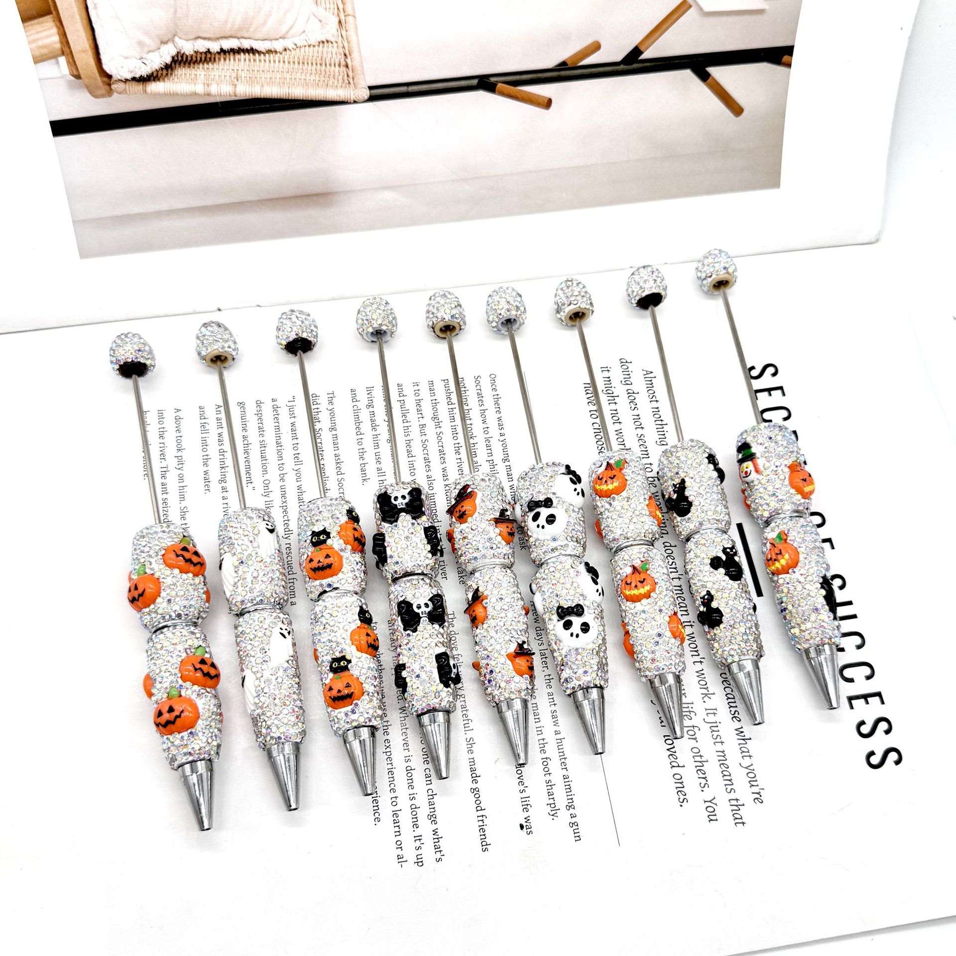 Wholesale Full Diamond Beadable Pen DIY Skull Pumpkin Ghost Creative Dark Heavy