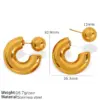Wholesale Ion Plating (IP) Real Gold Plated 18K Gold C Shape Round 304 Stainless Steel Casual Retro IG Style Waterproof Non Tarnish Ear Studs