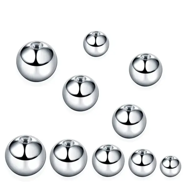 Stainless Steel Inner Thread Round Ball Titanium Steel With Hole Nut Round Steel Ball For Human Piercing Aessories 1.2/1.6mm