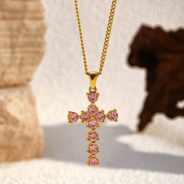 oly-2b5a50acdd44eb5f8cee2486a3fd41a4 Wholesale Stainless Steel Cross Necklace Retro Titanium Steel Pendant Electroplated 18K Jewelry Necklace