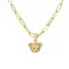 Wholesale Ig Style Cute Little Bear Copper Gold Plated Zircon Pendant Necklace In Bulk