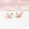 Wholesale Sweet Insect Butterfly Brass Artificial Rhinestones Ear Studs