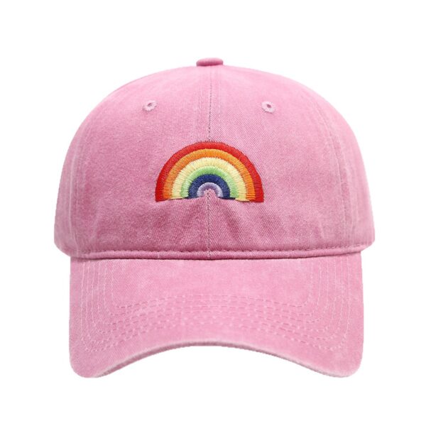 oly-2b6c5f4824fd6fd5729e7eaa35beeeda Wholesale Cross-Border E-Commerce Hot-Selling Rainbow Embroidered Soft-Top Peaked Cap for Men and Women Casual Retro Distressed Baseball Cap Trendy Sun Hat
