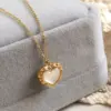 PVD Coated 18K Real Gold Plated Heart 304 Stainless Steel Princess Sexy Pastoral Waterproof Non Tarnish Inlay Inlaid Necklace