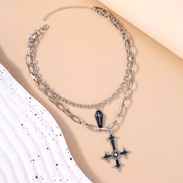 oly-2b6e39d10332eb1b43bcb72b50f61774 Wholesale European and American Cross-border Explosions Gothic Wind Oil op Coin Cross Necklace suit Personality All-match Clavicle Chain Jewelry