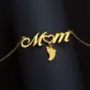 Wholesale 304 Stainless Steel Stainless Steel Letter Footprint PVD Coated 18K Real Gold Plated MAMA Simple Style Plating Cable Chain Gold Silver Pendant Necklace
