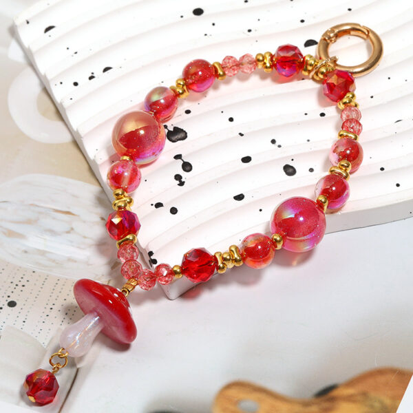 Wholesale DIY luminous 3D simulated mushroom acrylic fine glitter vertical bead keychain mobile phone chain jewelry accessories